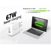 Conceptronic 3 portu 67 W GaN USB PD lādētājs ar USB-C uzlādes kabeli, USB-C x 2, USB-A x 1, QC 3.0, PPS