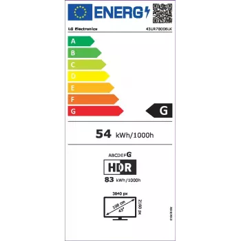 LG UHD 43UR78006LK 109,2 cm (43 collas) 4K Ultra HD viedais televizors Wi-Fi melns