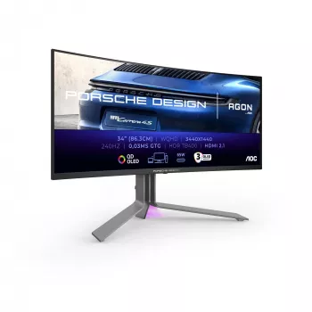 AOC Porsche PD34 datora monitors 86,4 cm (34 colli) 3440 x 1440 pikseļi Wide Quad HD QD-OLED Melns