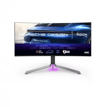 AOC Porsche PD34 datora monitors 86,4 cm (34 colli) 3440 x 1440 pikseļi Wide Quad HD QD-OLED Melns
