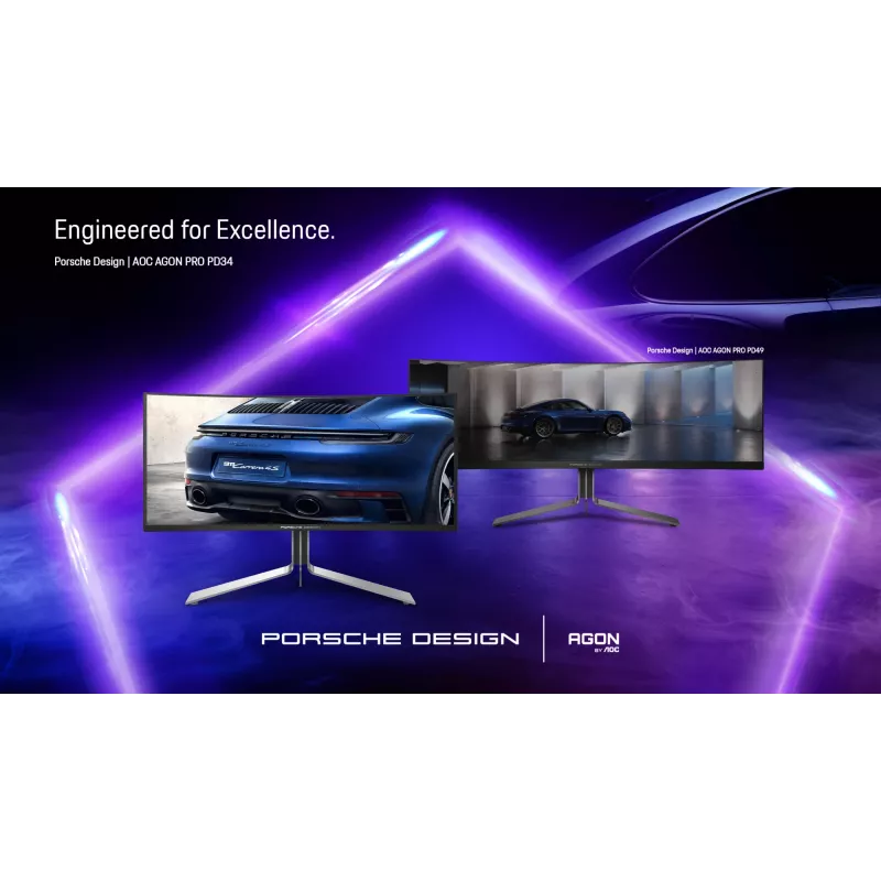 AOC Porsche PD34 datora monitors 86,4 cm (34 colli) 3440 x 1440 pikseļi Wide Quad HD QD-OLED Melns
