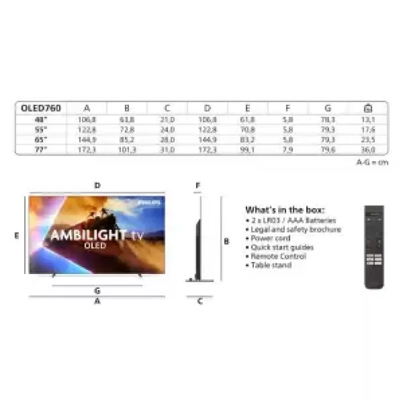 Philips Ambilight 48OLED760/12 televizors 121,9 cm (48 colli) 4K Ultra HD Smart TV Wi-Fi pelēks