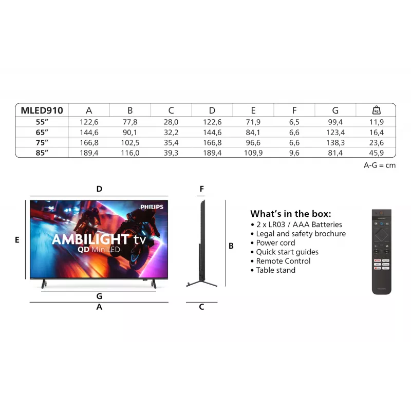 Televizors Philips Ambilight 85MLED910/12 65 collu 4K Ultra HD QD-Mini LED