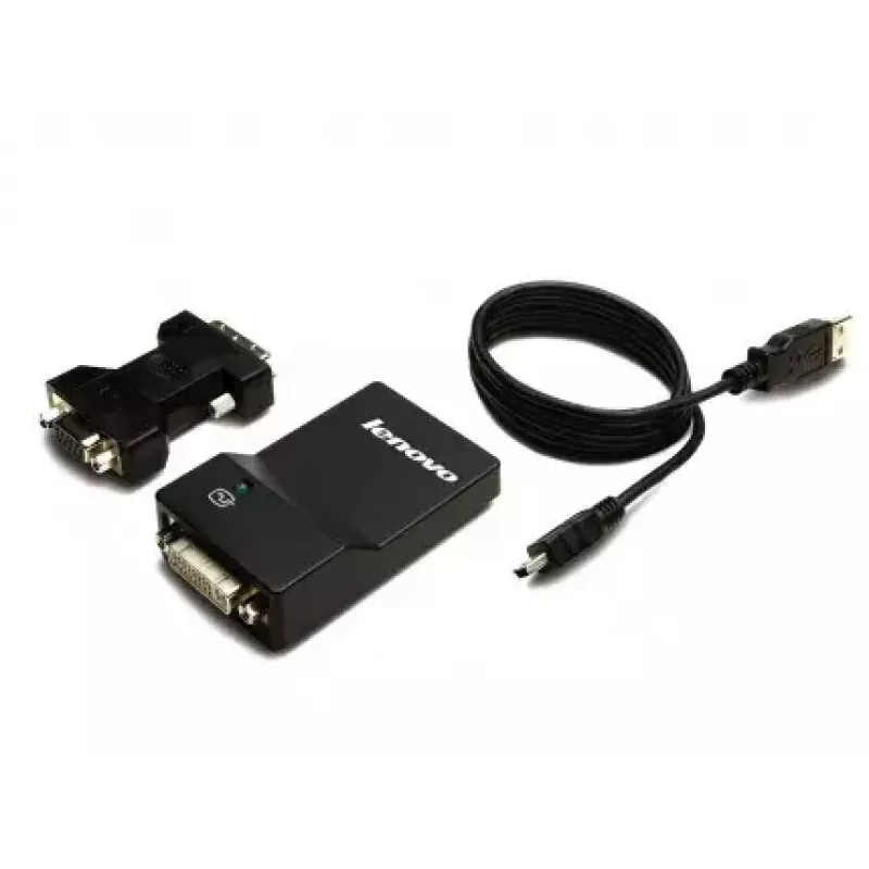Lenovo USB 3.0 - DVI/VGA USB grafikas adapteris 2048 x 1152 pikseļi Melns