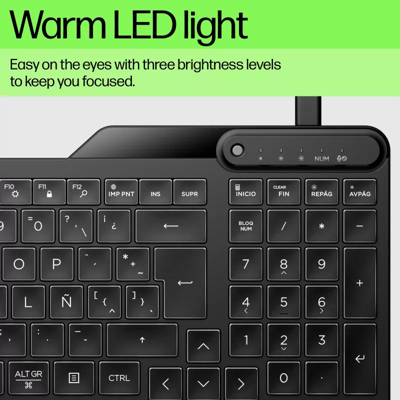 HP 400 Backlit vadu tastatūra pilna izmēra USB melna