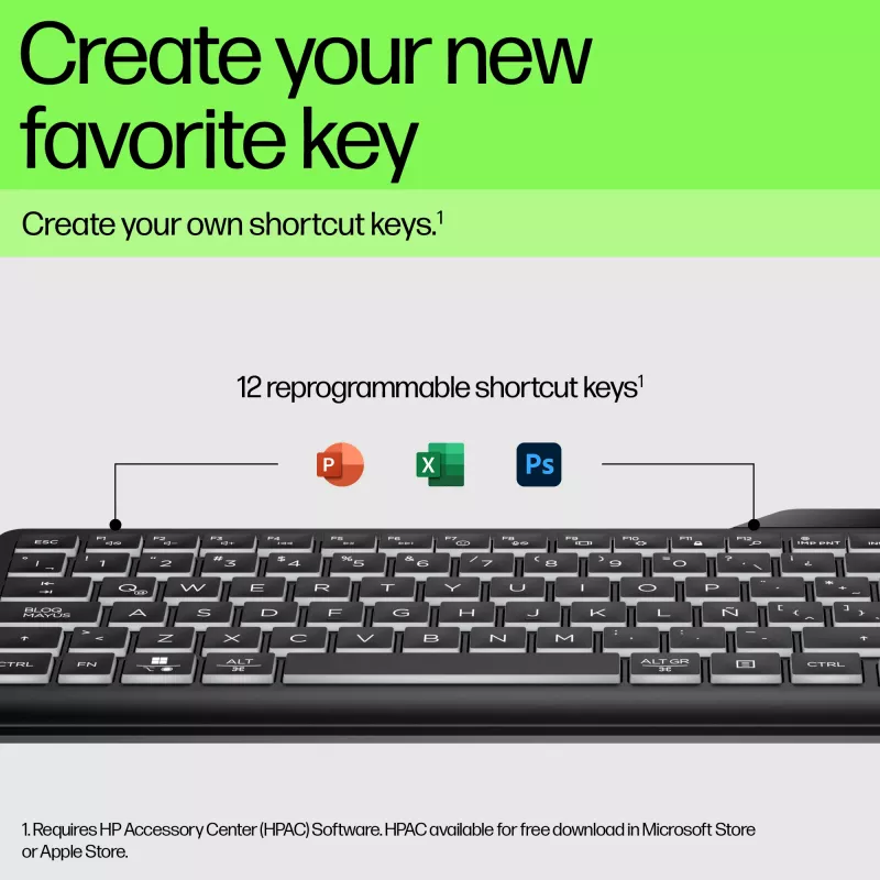 HP 400 Backlit vadu tastatūra pilna izmēra USB melna