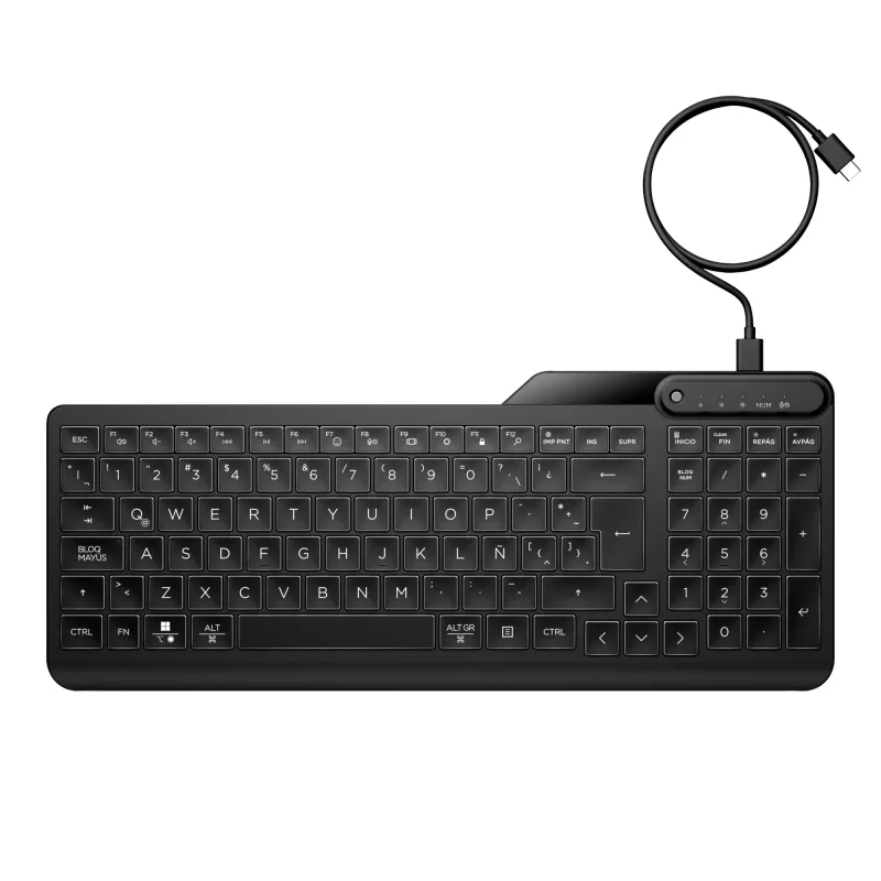 HP 400 Backlit vadu tastatūra pilna izmēra USB melna