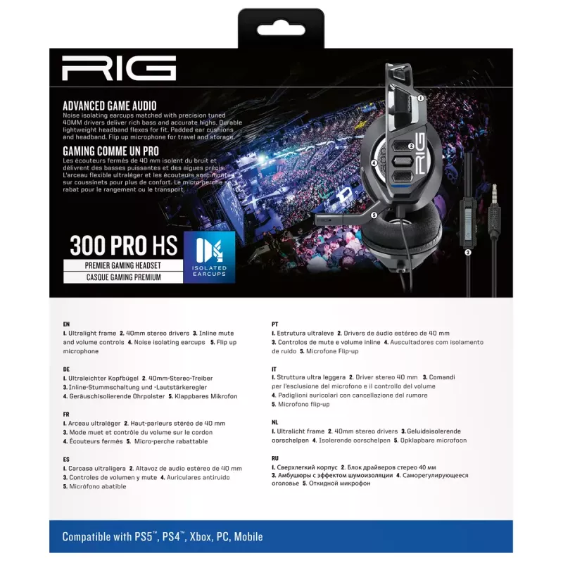 Nacon RIG 300 PRO HS spēļu austiņas, melnas