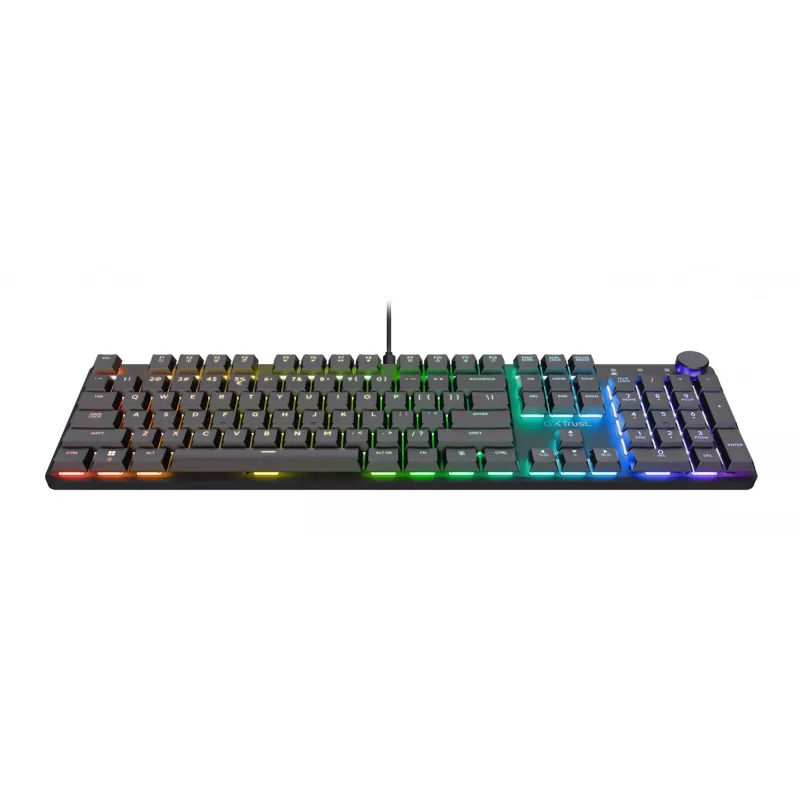 Mehāniskā spēļu tastatūra TRUST GXT 866 TORIX USB pilnizmēra 104 taustiņi QWERTY melna RGB