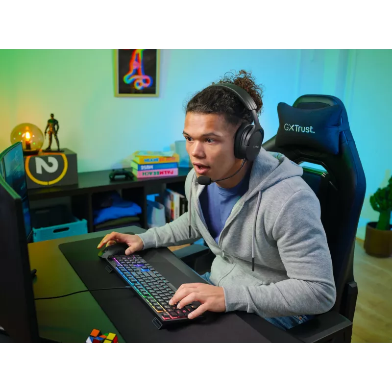 Mehāniskā spēļu tastatūra TRUST GXT 866 TORIX USB pilnizmēra 104 taustiņi QWERTY melna RGB