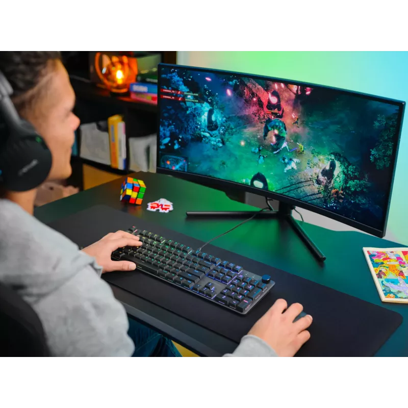 Mehāniskā spēļu tastatūra TRUST GXT 866 TORIX USB pilnizmēra 104 taustiņi QWERTY melna RGB
