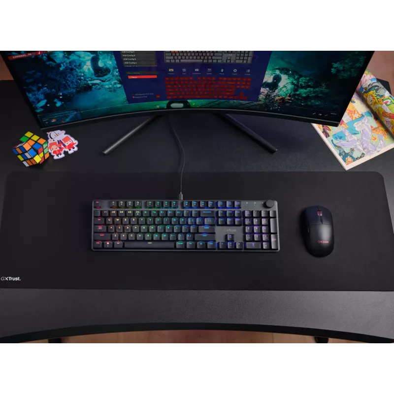 Mehāniskā spēļu tastatūra TRUST GXT 866 TORIX USB pilnizmēra 104 taustiņi QWERTY melna RGB