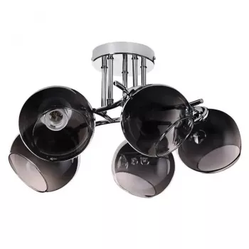 Piekarama lampa ActiveJet AJE-PALOMA 5P, 5×E27 40W, sudraba rāmis, melns stikls, IP20, 460×250×460 mm