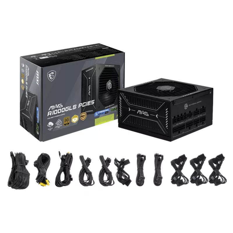MSI MAG A1000GLS PCIE5 barošanas bloks 1000 W 24-pin ATX ATX melns