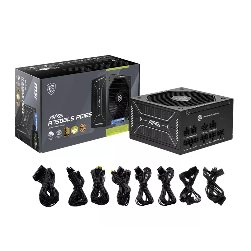 Barošanas bloks MSI MAG A750GLS PCIE5 750W 24-pin ATX pilnībā modulārs 80 PLUS Gold melns