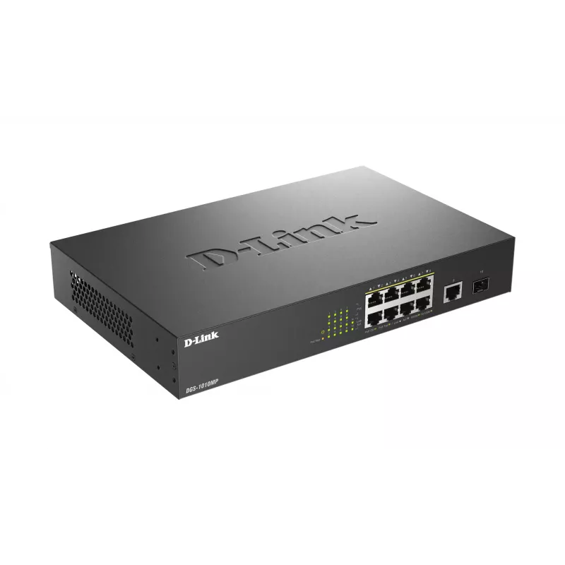 D-Link DGS-1010MP/E tīkla slēdzis Nepārvaldāms L2 Gigabit Ethernet (10/100/1000) Power over Ethernet (PoE) 1U Melns
