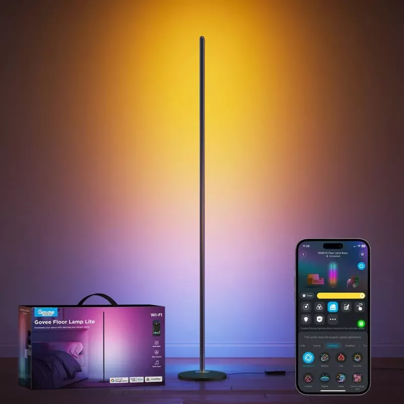 Stāvlampa Govee Matter RGBICW H8076C13 — viedais LED apgaismojums ar RGBIC un regulējamu balto gaismu