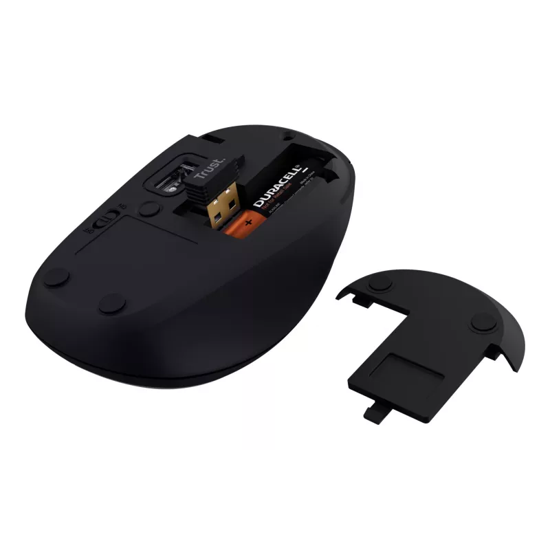 Trust Yvi+ pele universāla, piemērota abām rokām, RF bezvadu + Bluetooth, optiska, 1600 DPI