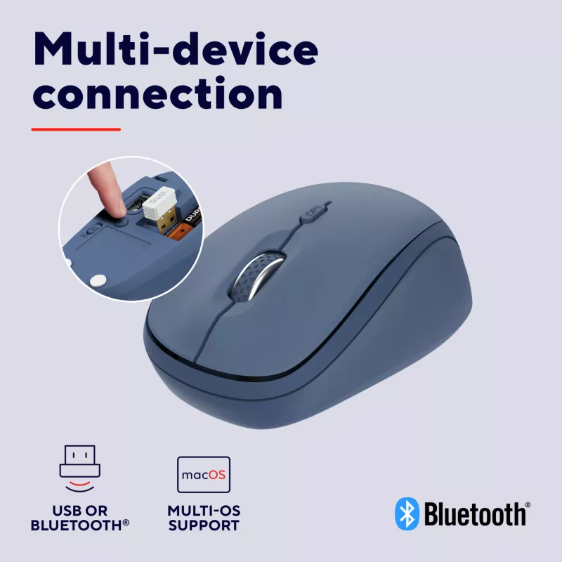 Trust Yvi+ pele Universāla Piemērota abām rokām RF Bezvadu + Bluetooth Optiskā 1600 DPI
