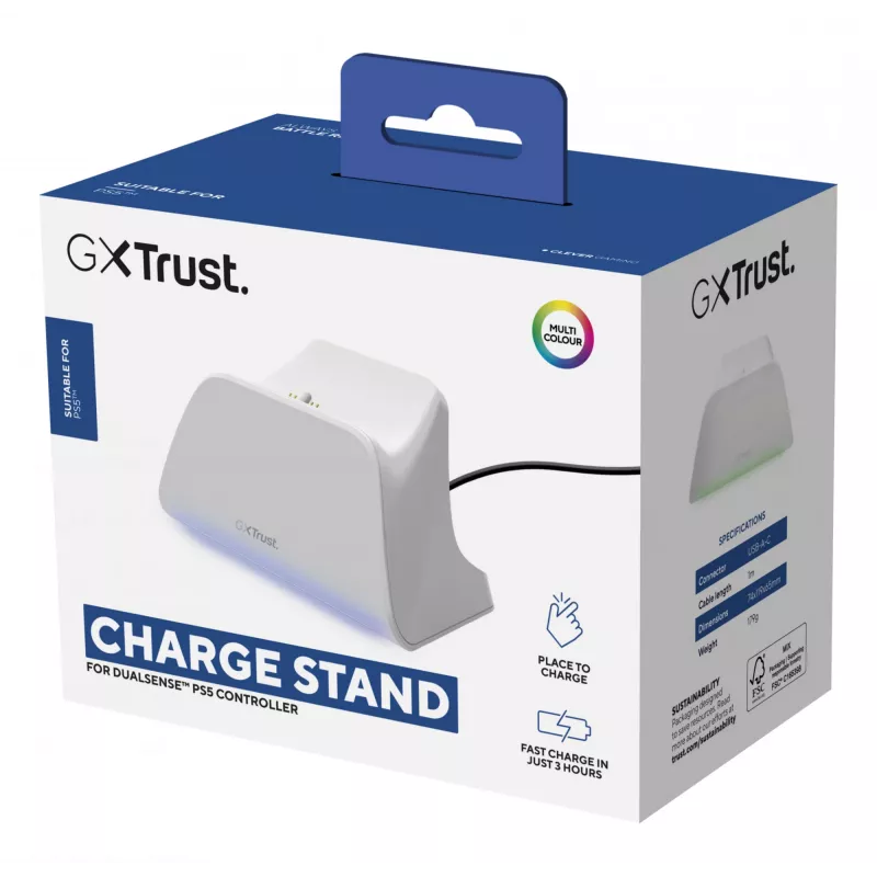 Uzlādes stacija TRUST GXT255W PS5 Dual uzlādei, balta