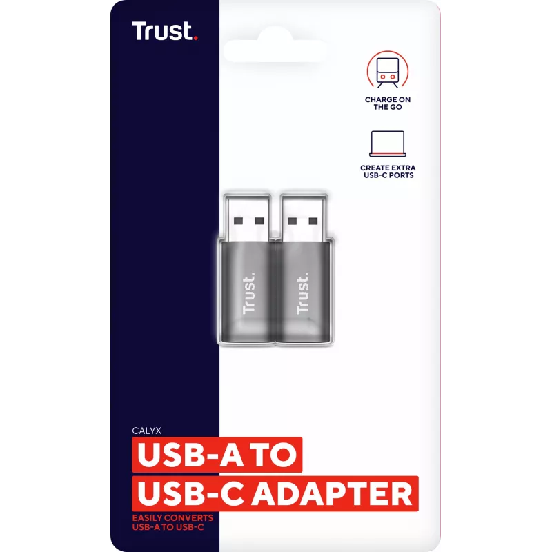 Trust Calyx USB Type-C USB Type-A pelēks savienotājs 1 USB Type-C savienotājs 2 USB Type-A