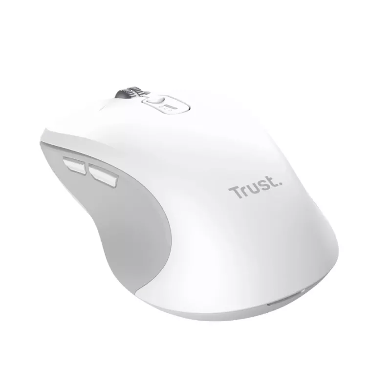 Bezvadu piemērota abām rokām pele TRUST 25674 — Bluetooth, 3200 DPI, 9 pogas, balta