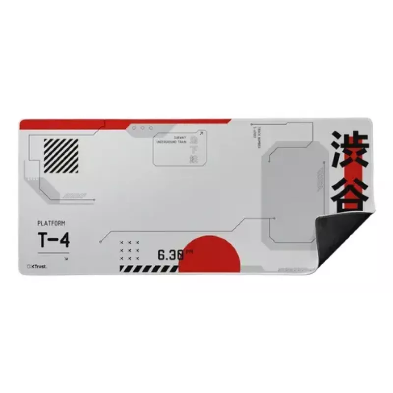 Gaming pele pad TRUST GXT 759 XXL — PET surface, 900×400 mm, stitched edges, non-slip base (Melns/pelēka/Red/balta)
