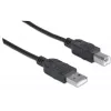 Manhattan USB-A uz USB-B kabelis, 3 m, vīrišķais uz vīrišķo, 480 Mb/s (USB 2.0), Hi-Speed USB, melns, mūža garantija, ekvivalents USB2HAB3M.