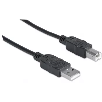 Manhattan USB-A uz USB-B kabelis, 3 m, vīrišķais uz vīrišķo, 480 Mb/s (USB 2.0), Hi-Speed USB, melns, mūža garantija, ekvivalents USB2HAB3M.