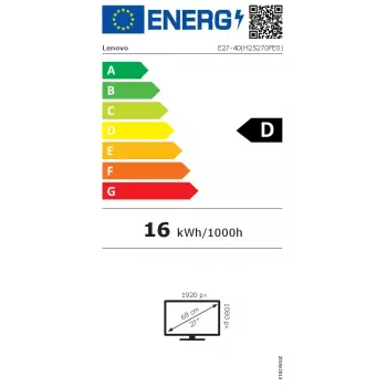 Monitors Lenovo ThinkVision E27-40 27 collu Full HD 1920 x 1080 6 ms