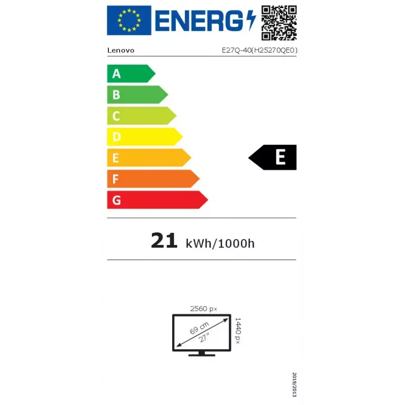 Monitoris Lenovo ThinkVision E27Q-40 27 collu LCD Quad HD 2560 x 1440