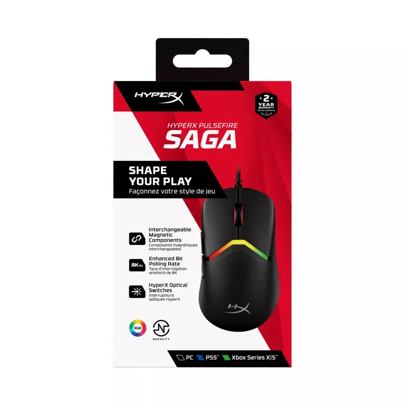 HyperX Pulsefire Saga spēļu pele (melna)