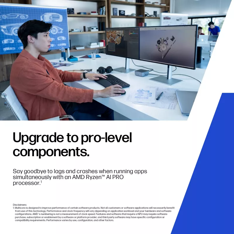 HP ZBook 8 G1ak Copilot+ PC AMD Ryzen AI 7 PRO 35,6 cm (14 collu) WUXGA 16 GB DDR5-SDRAM Wi-Fi 7 (802.11be) Windows 11 Pro AI darbstacija, AI dators