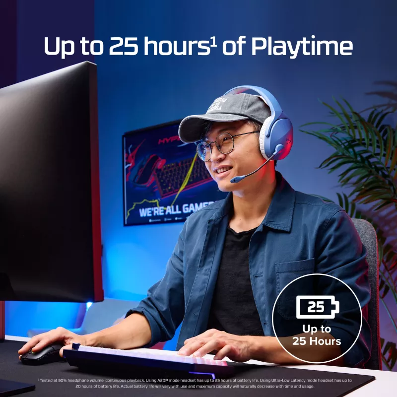 HyperX Cloud Jet - bezvadu spēļu austiņas (gaiši zilas)