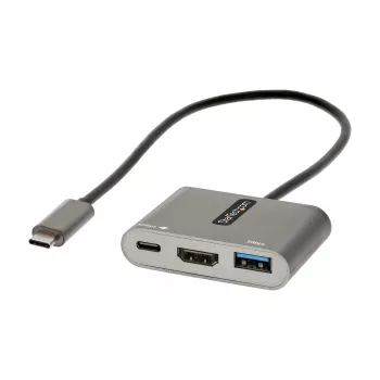 StarTech.com USB-C daudzportu adapteris, USB-C uz HDMI 4K video, 100W PD caurlaide, USB 3.0 centrmezgls 5Gbps (1xType-C/1xA), USB-C mini doks, USB-C ceļojumu doks, portatīvā klēpjdatora dokstacija