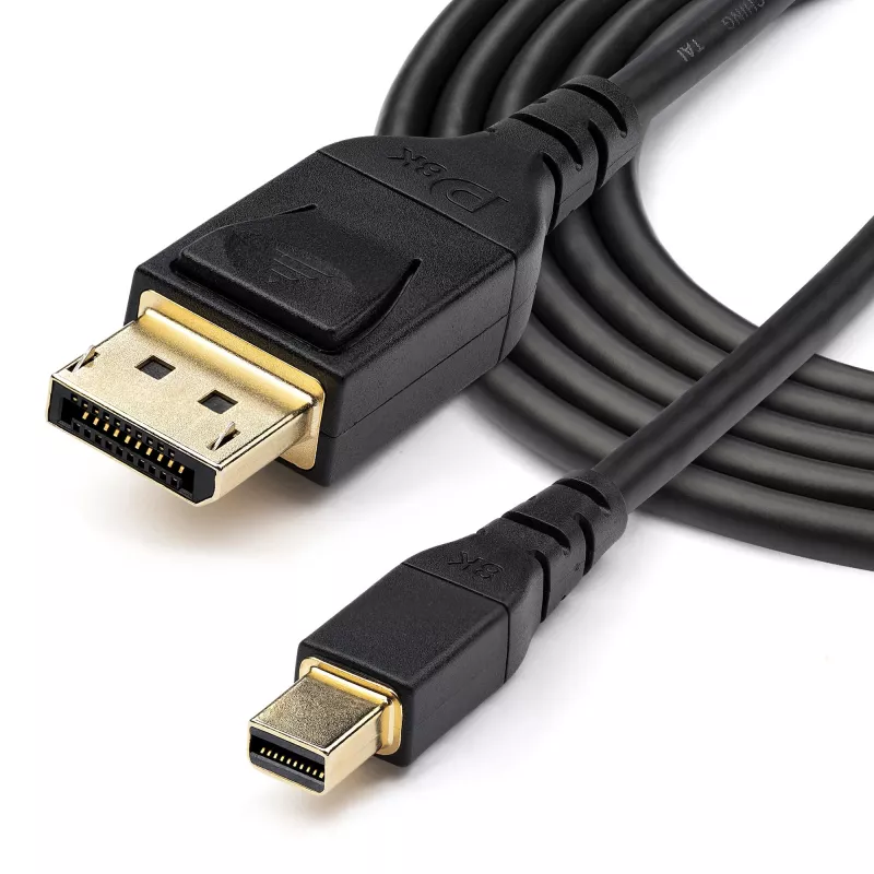 StarTech.com 6 pēdas (2 m) VESA sertificēts Mini DisplayPort–DisplayPort 1.4 kabelis – 8K 60 Hz HBR3 HDR – Super UHD mDP–DP 1.4 vads – plāns (34 AWG) Ultra HD 4K 120 Hz – monitors/video kabelis