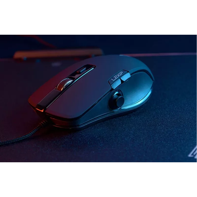 Spēļu pele Lexip NP93 Neptunium Alpha — vadu optiskā, ergonomiska forma, programmējamas pogas