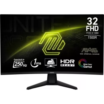 MSI MAG 32C6X datora monitors 80 cm (31,5 collas) 1920 x 1080 pikseļi Full HD Melns
