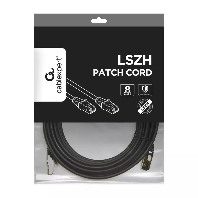 Tīkla kabelis Gembird PP8-LSZHCU-BK-15M RJ-45 Cat8 15m Melns
