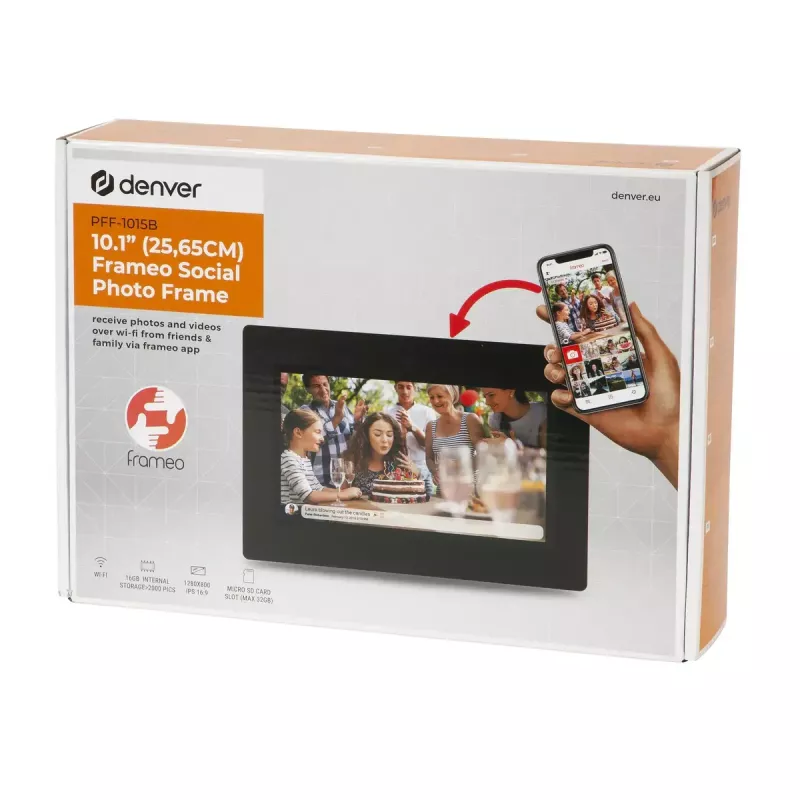 Digitālais foto rāmis Denver PFF-1015B 10,1 collu skārienekrāns Wi-Fi 16GB