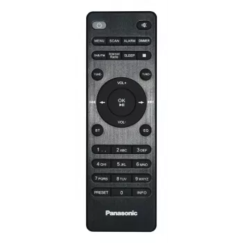 Pārnēsājams radio Panasonic RF-D40EG-K — Digitālais uztvērējs, FM 87,5–108 MHz, 6 W RMS, LCD 2,4 collas, Wi‑Fi/Wi‑Fi 4, Ārējā antena, Melns