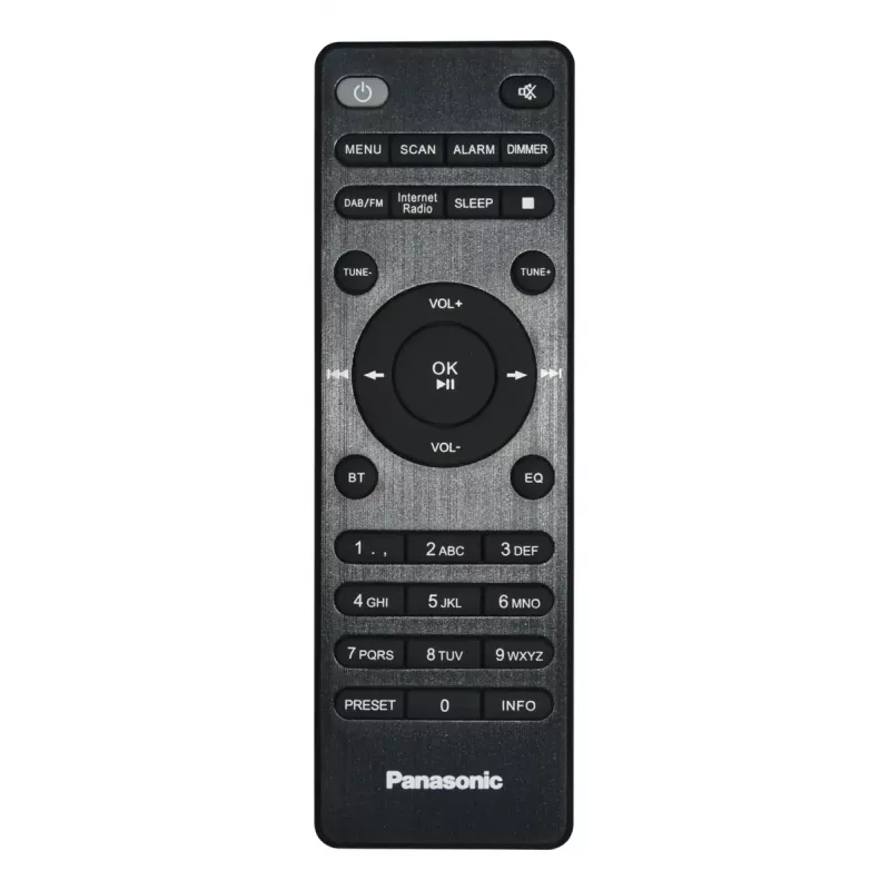 Pārnēsājams radio Panasonic RF-D40EG-K — Digitālais uztvērējs, FM 87,5–108 MHz, 6 W RMS, LCD 2,4 collas, Wi‑Fi/Wi‑Fi 4, Ārējā antena, Melns