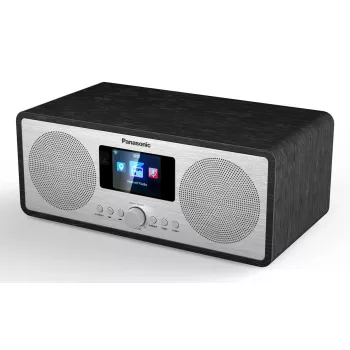 Pārnēsājams radio Panasonic RF-D40EG-K — Digitālais uztvērējs, FM 87,5–108 MHz, 6 W RMS, LCD 2,4 collas, Wi‑Fi/Wi‑Fi 4, Ārējā antena, Melns