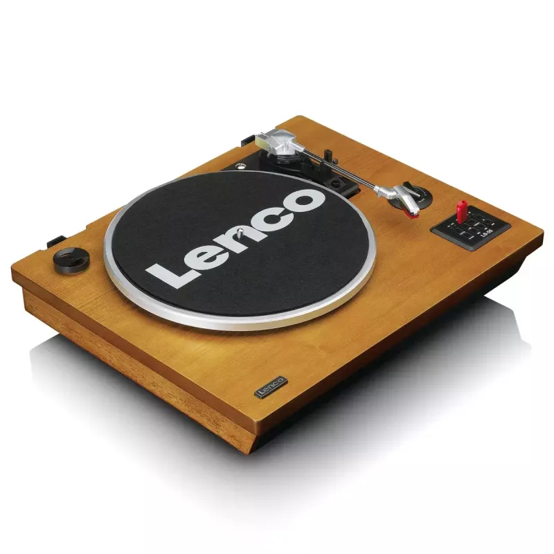 Siksnas piedziņas audio atskaņotājs Lenco LS-55WA, koka krāsā, pusautomātisks, USB un Bluetooth