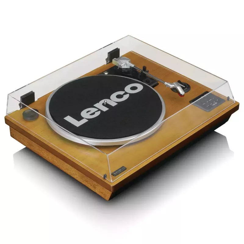 Siksnas piedziņas audio atskaņotājs Lenco LS-55WA, koka krāsā, pusautomātisks, USB un Bluetooth