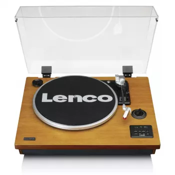 Siksnas piedziņas audio atskaņotājs Lenco LS-55WA, koka krāsā, pusautomātisks, USB un Bluetooth