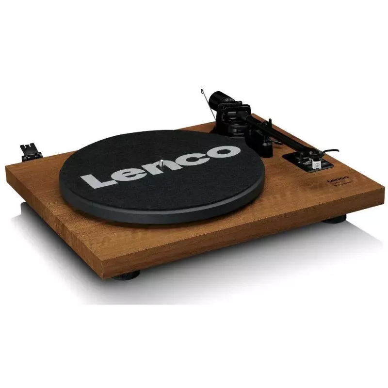 Atskaņotājs Lenco LS-480WD ar iebūvētu pastiprinātāju, Bluetooth, siksnas piedziņu, 33/45 RPM, 2×30W RMS, koka skaļruņi