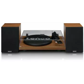 Atskaņotājs Lenco LS-480WD ar iebūvētu pastiprinātāju, Bluetooth, siksnas piedziņu, 33/45 RPM, 2×30W RMS, koka skaļruņi