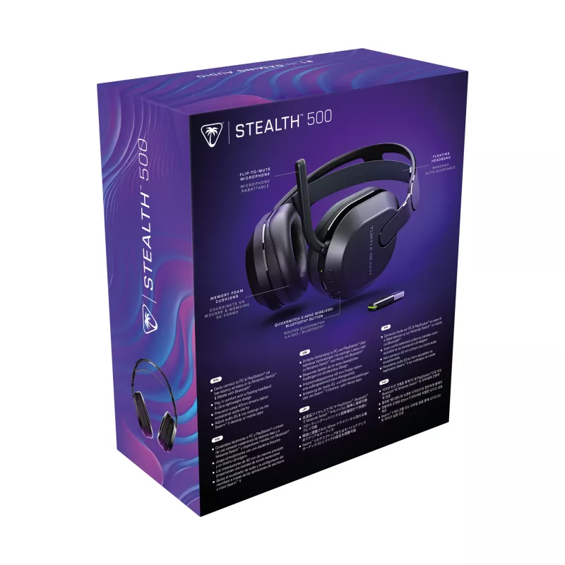 Turtle Beach Stealth 500 Melns PC bezvadu spēļu austiņas ar līdz 40 st. akumulatora darbības laiku un Bluetooth — saderīgas ar datoru, PS5, PS4 un mobilajām ierīcēm