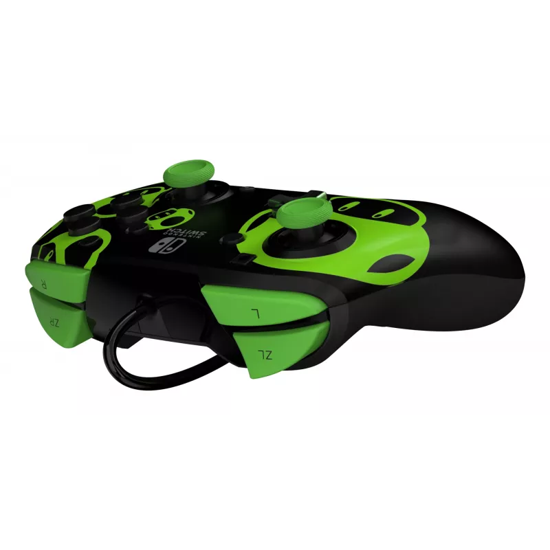 Gamepad PDP REMATCH Wired Controller 1-Up Glow in the Dark priekš Nintendo Switch, USB, 3m kabelis, D-pad, Home poga, melns/zaļš